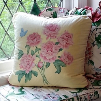 Painted silk pillow
