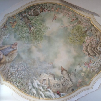 A 7x9 foot 'fairy tale' ceiling mural .