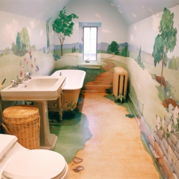 "Bath & Path" bathroom mural.