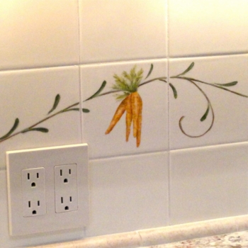 Hand-painted kitchen tiles.