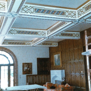 Coffered ceiling.