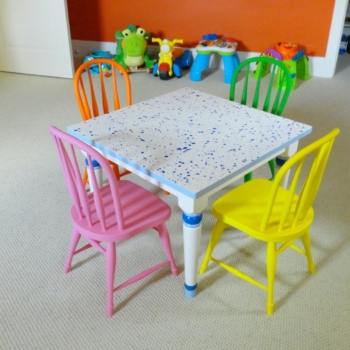 Painted chairs and table