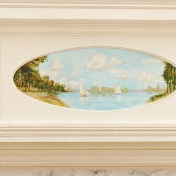 Painted fireplace mantle.