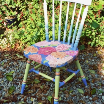 A floral child's chair.