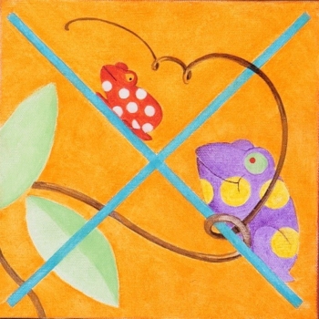 Child's painting - purple frog.