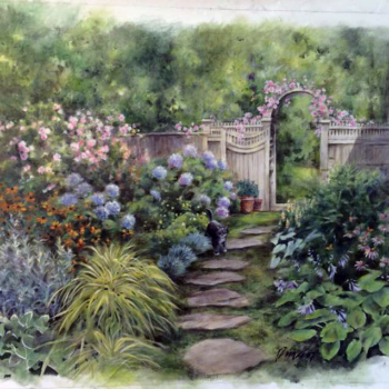A lush garden scene